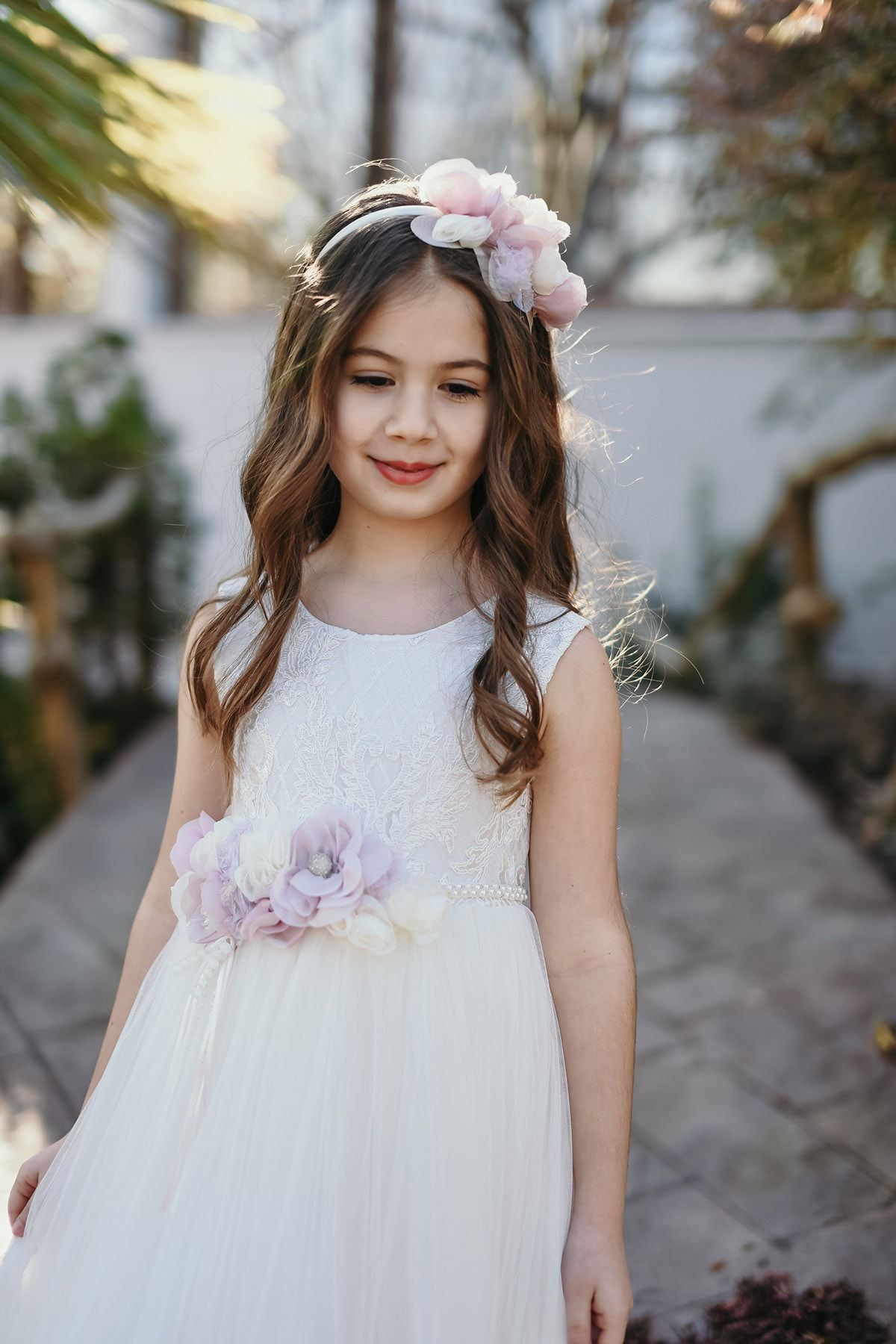 Minifashion, Festkjole til barn, tyll, off white/puderrosa