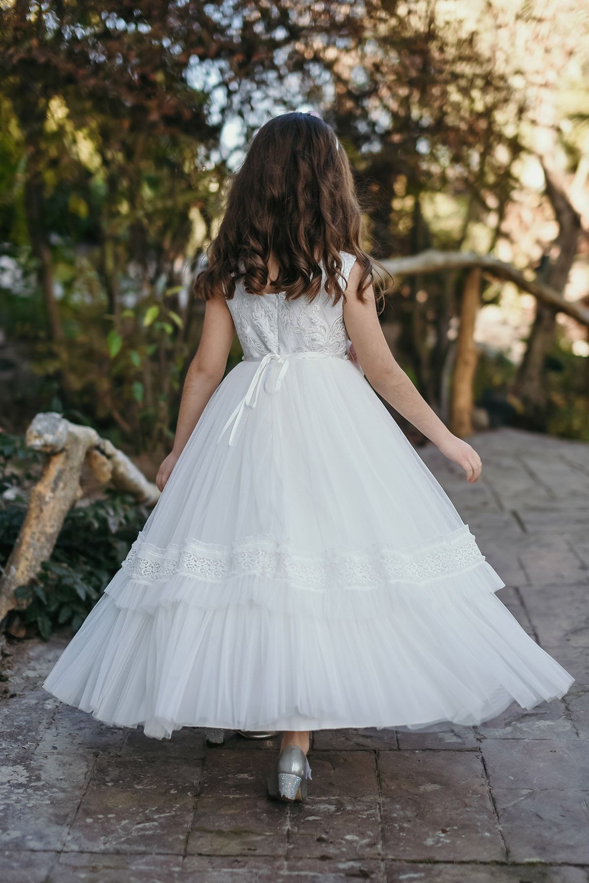 Minifashion, Festkjole til barn, tyll, off white/puderrosa