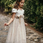 Minifashion, Festkjole til barn, beige, kortermer