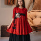 Minifashion, Festkjole til barn, blonderkjole med tyll, blå-hvit/ rød-svart
