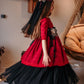 Minifashion, Festkjole til barn, blonderkjole med tyll, blå-hvit/ rød-svart
