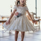 Minifashion, Festkjole til barn, korteermer, blonderkjole, beige