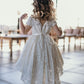 Minifashion, Festkjole til barn, korteermer, blonderkjole, beige