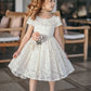 Minifashion, Festkjole til barn, korteermer, blonderkjole, beige