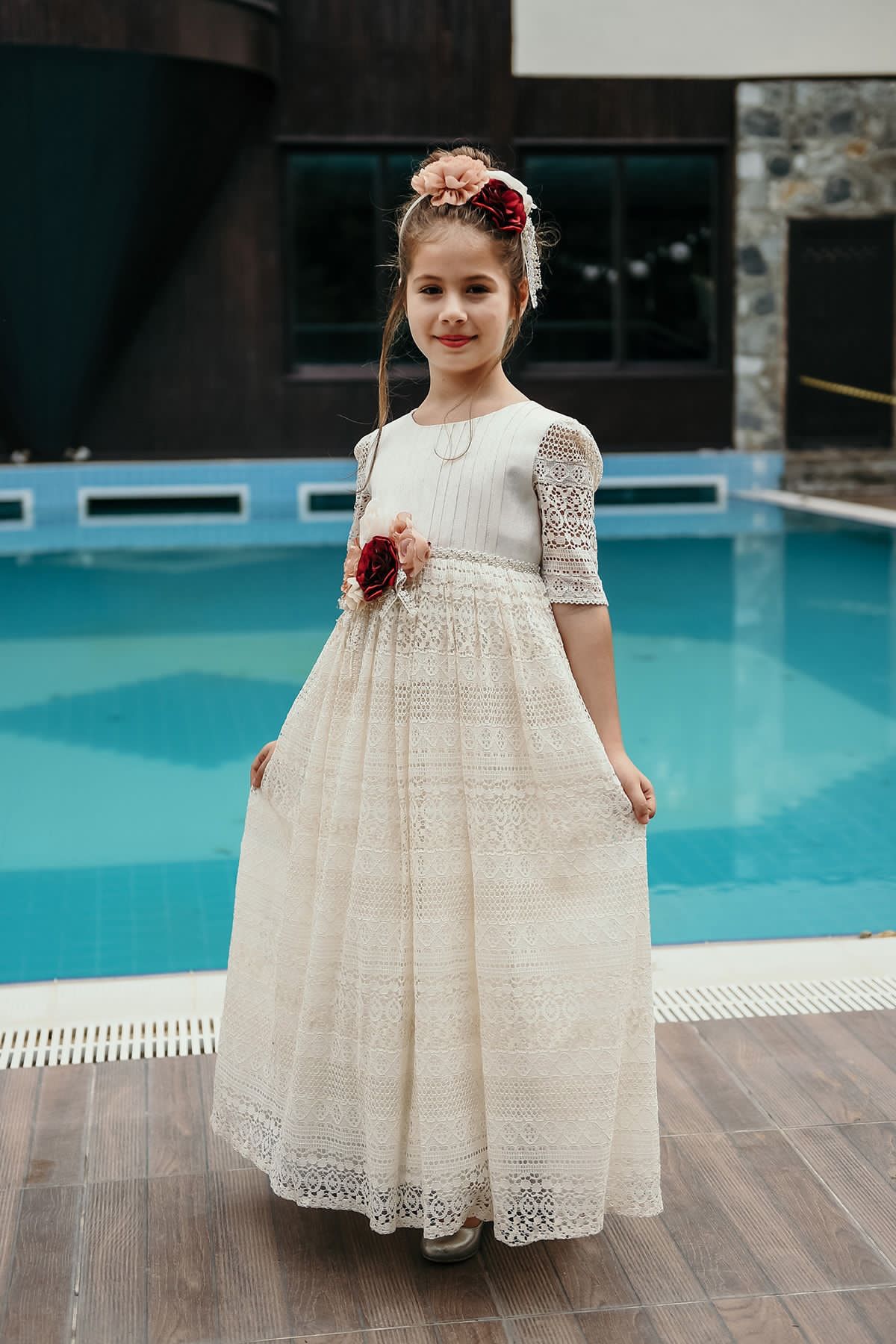 Minifashion, Festkjole til barn, blonderkjole, ecru