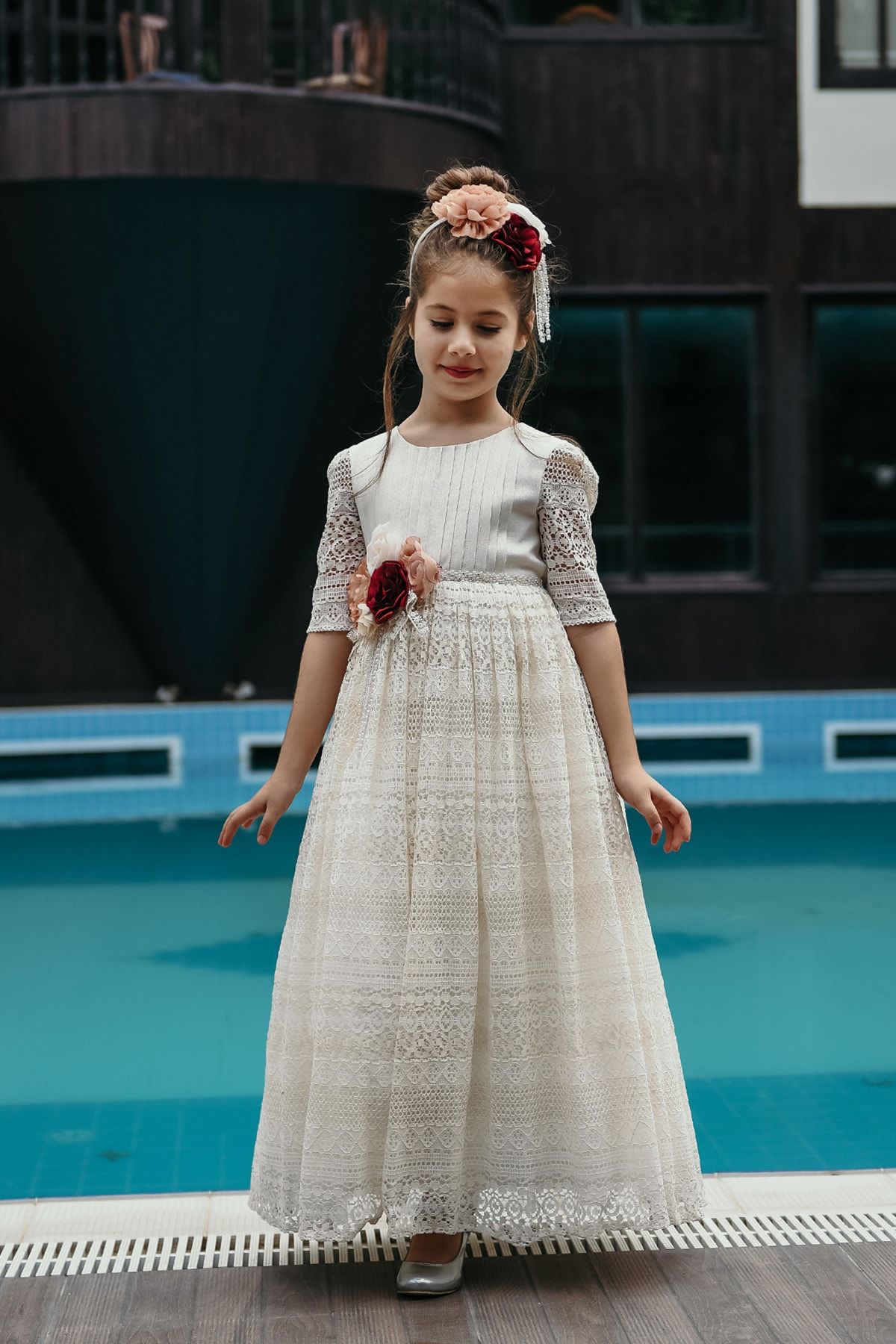 Minifashion, Festkjole til barn, blonderkjole, ecru