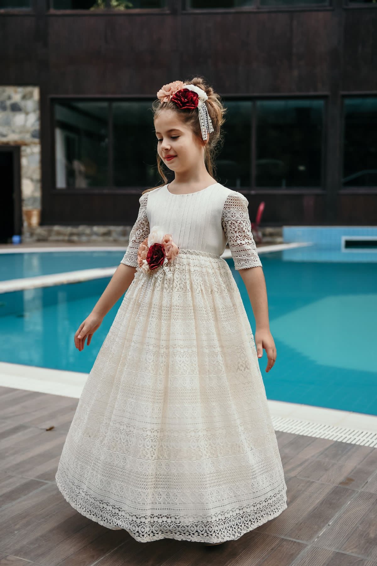 Minifashion, Festkjole til barn, blonderkjole, ecru