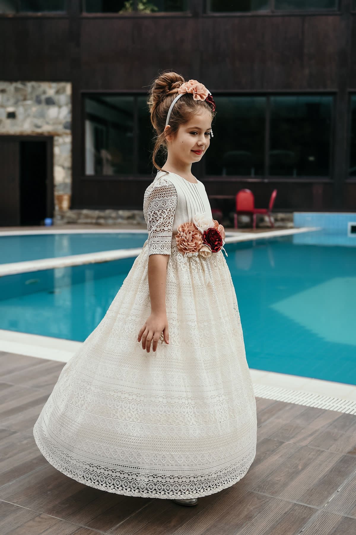 Minifashion, Festkjole til barn, blonderkjole, ecru